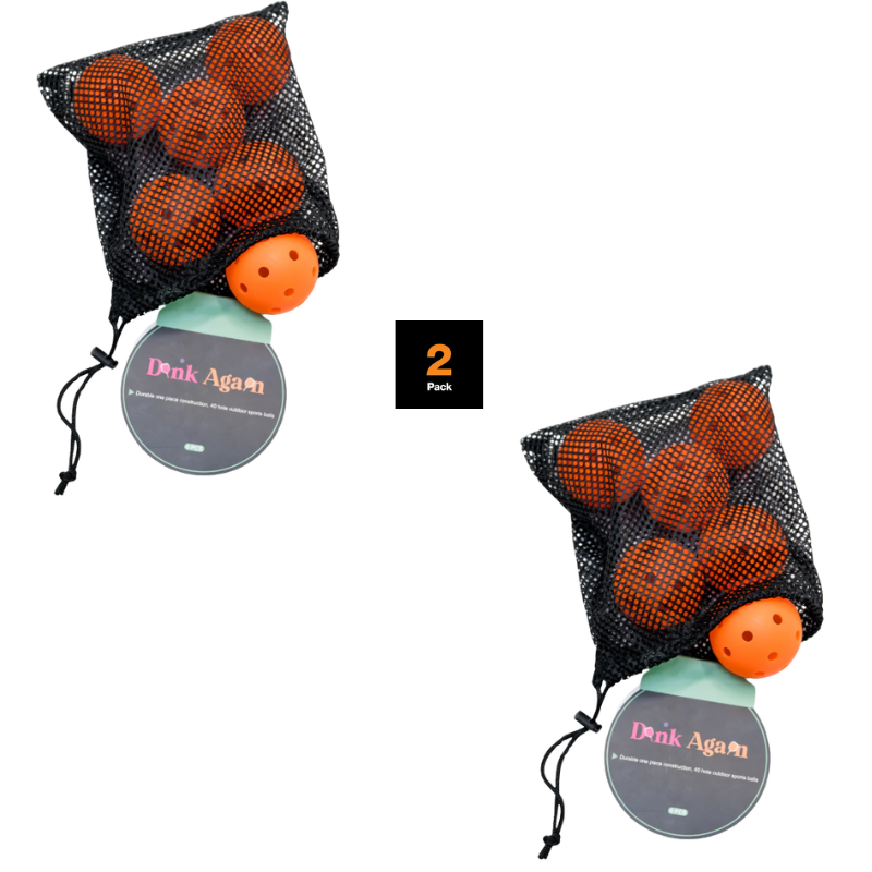 Dink Again Set of 6 2-Pack Premium Pickleball Balls with Bag 26 Holes Outdoor/Indoor - Aerodynamic Precision for Pickleball Tournament Play (Orange & Pink)