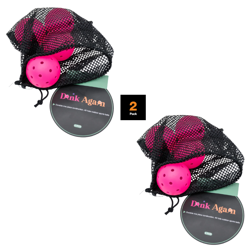 Dink Again Set of 6 2-Pack Premium Pickleball Balls with Bag 26 Holes Outdoor/Indoor - Aerodynamic Precision for Pickleball Tournament Play (Orange & Pink)