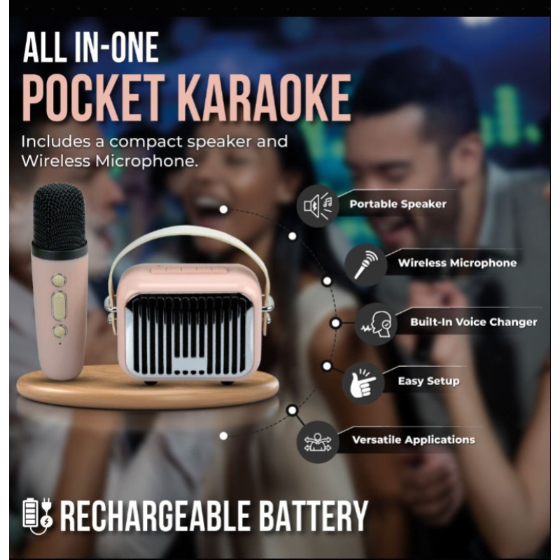 Pocket Karaoke-Microphone & Speaker Combo - Tiny But Mighty!