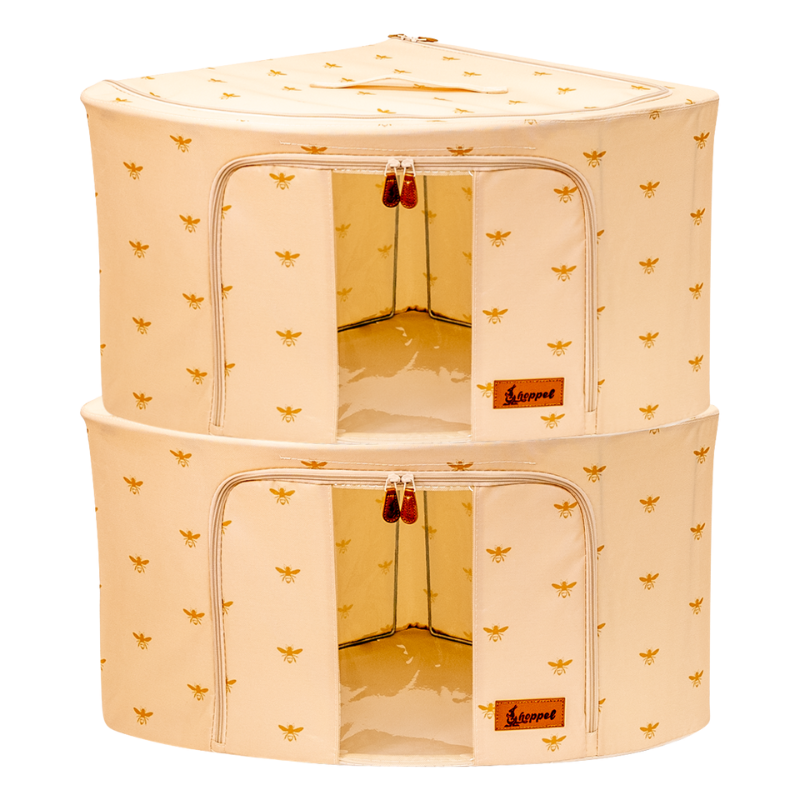 Hoppel Printed Bee 2-Pack Collapsible Triple Entry Pop Up Storage Bins - Choose From 5 Sizes!