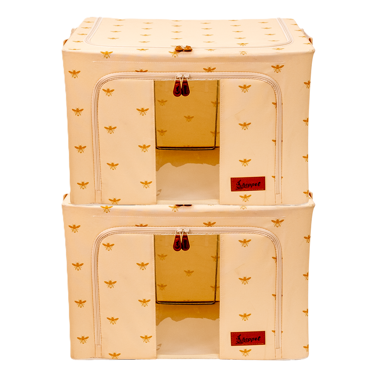 Hoppel Printed Bee 2-Pack Collapsible Triple Entry Pop Up Storage Bins - Choose From 5 Sizes!
