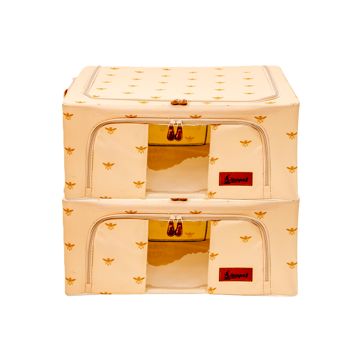 Hoppel Printed Bee 2-Pack Collapsible Triple Entry Pop Up Storage Bins - Choose From 5 Sizes!