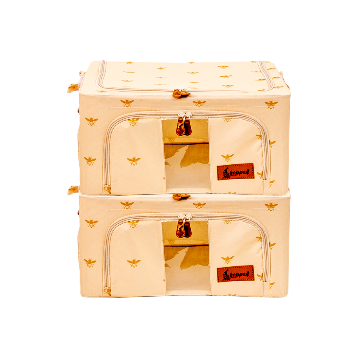 Hoppel Printed Bee 2-Pack Collapsible Triple Entry Pop Up Storage Bins - Choose From 5 Sizes!