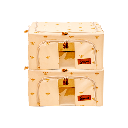 Hoppel Printed Bee 2-Pack Collapsible Triple Entry Pop Up Storage Bins - Choose From 5 Sizes!