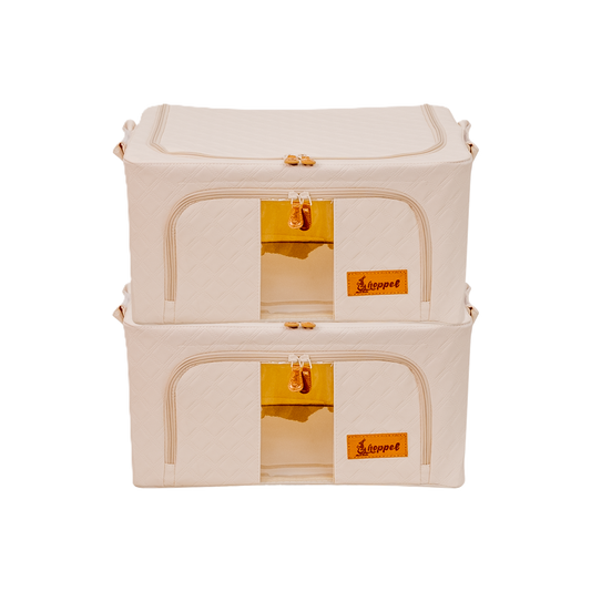 Hoppel Embossed Vegan Leather 2-Pack Collapsible Triple Entry Pop Up Storage Bins - Choose From 5 Sizes!