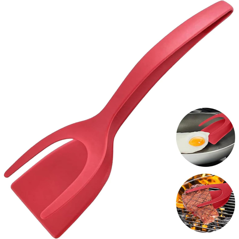 2-in-1 Kitchen Grip & Flip Spatula Tongs – Egg Flipper, Pancake Turner, and More!