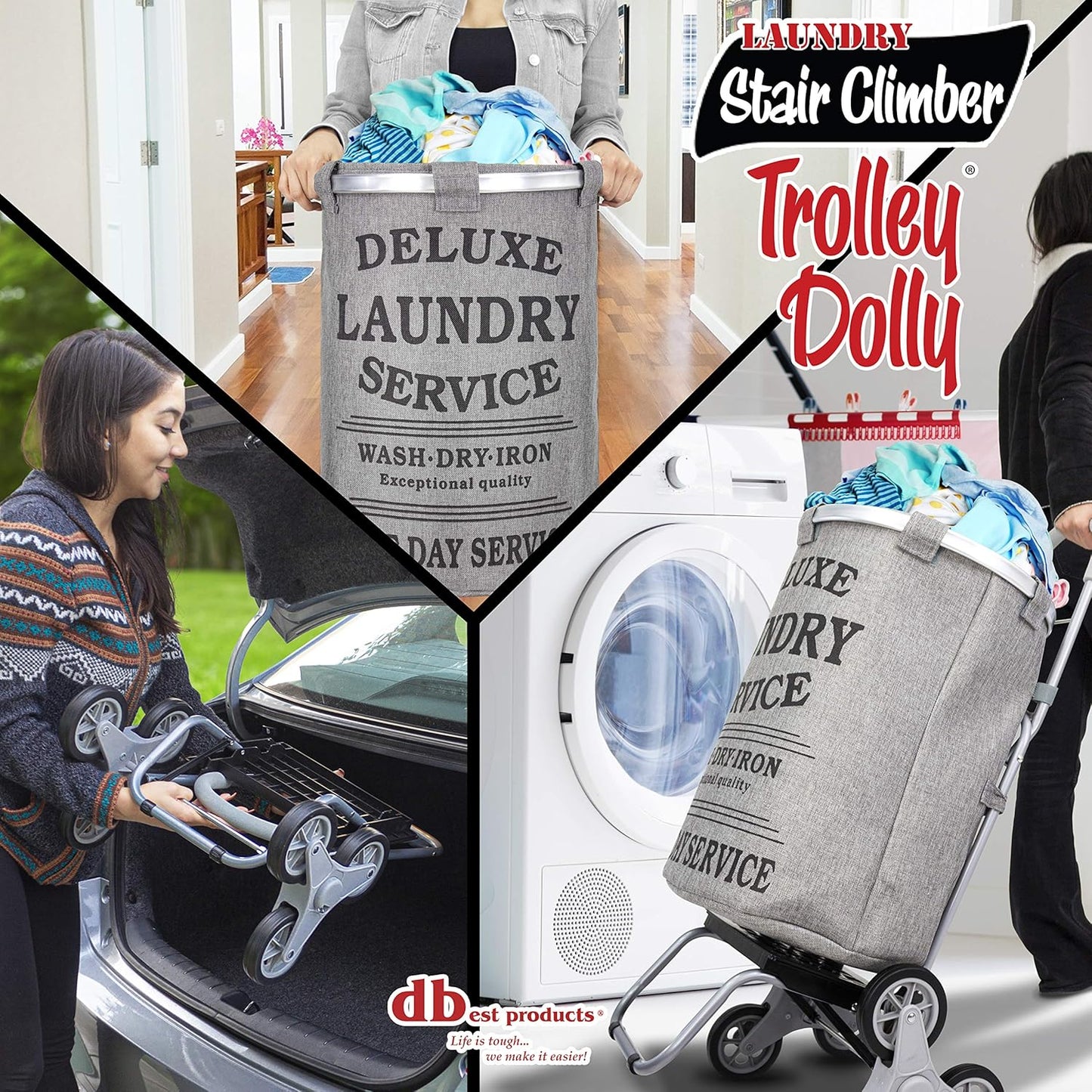 dbest Products Stair Climber Laundry Bag Trolley Dolly