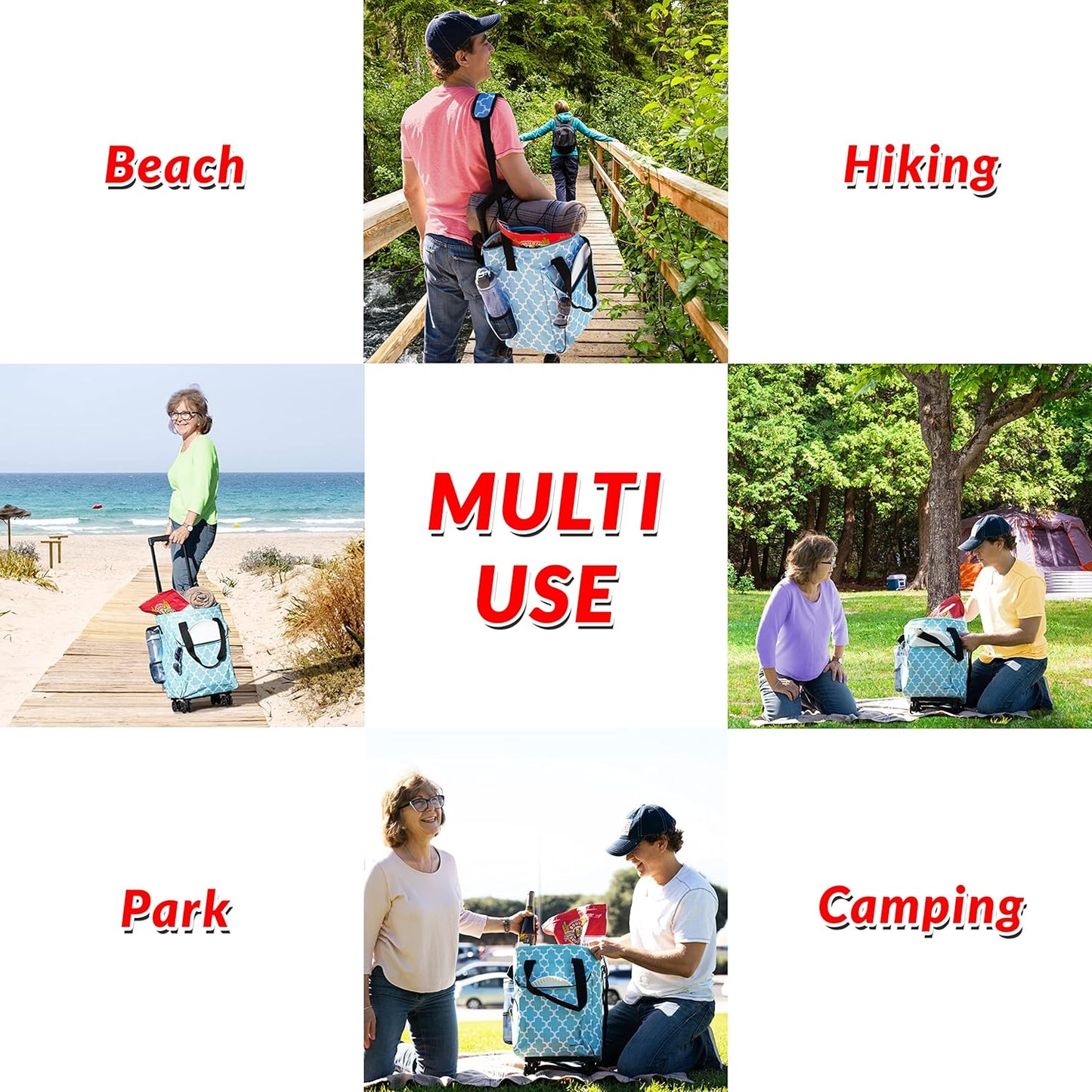 dbest Products Ultra Compact Cooler Smart Cart 360 Insulated Collapsible Rolling Tailgate BBQ Beach