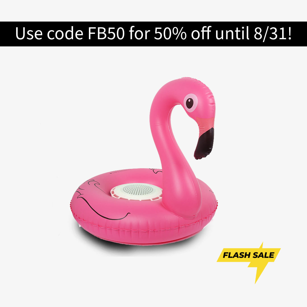 Aqua Jams Pink Flamingo Bluetooth Inflatable Floating Speaker & Cup Holder