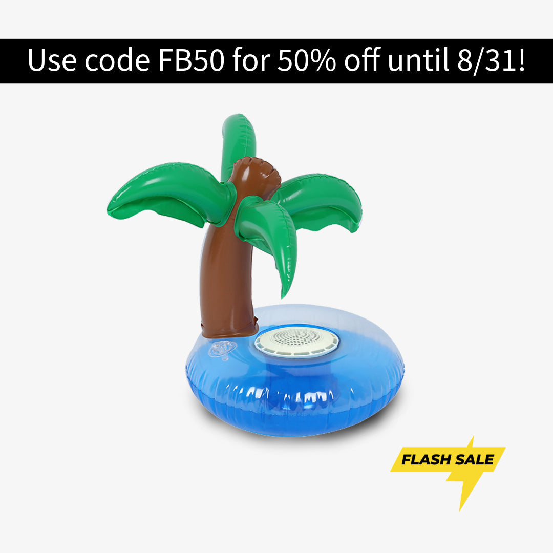 Aqua Jams Palm  Tree Bluetooth Inflatable Floating Speaker & Cup Holder