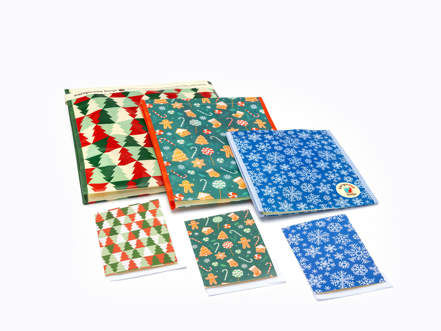 3in1 Premium Reusable Gift Mailer Bag 5 Totes in 3 Sizes All with Greeting Cards