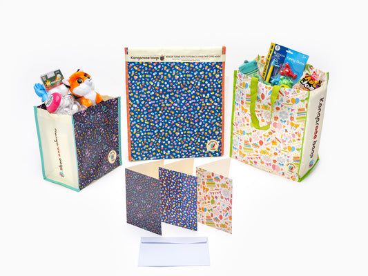 Gift Bag Set – 5 Reusable Premium Totes in 3 Sizes with Greeting Cards | Sustainable & Eco-Friendly Gift Giving
