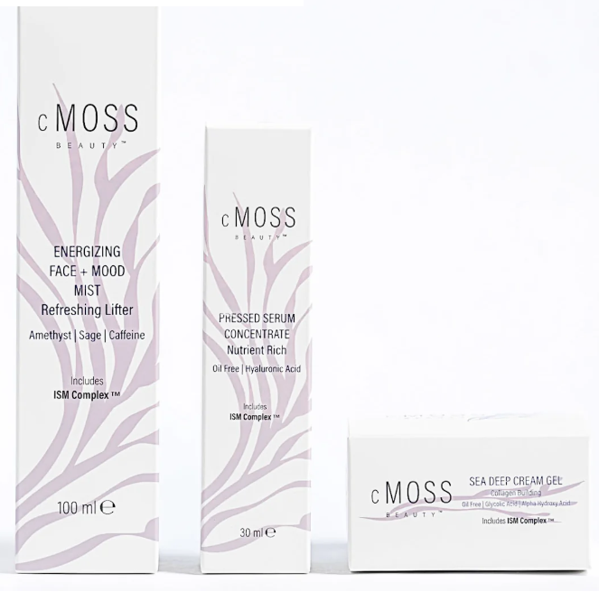 Sea Moss Bundle - Energizing FACE+MOOD Mist, Sea Deep Cream Gel & Pressed Serum Concentrate