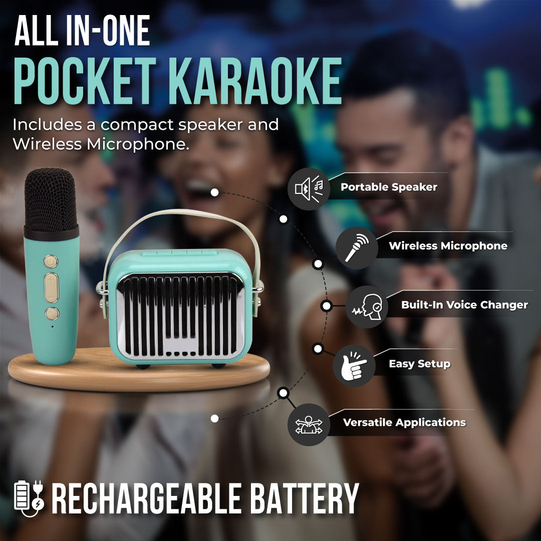 Pocket Karaoke-Microphone & Speaker Combo - Tiny But Mighty!