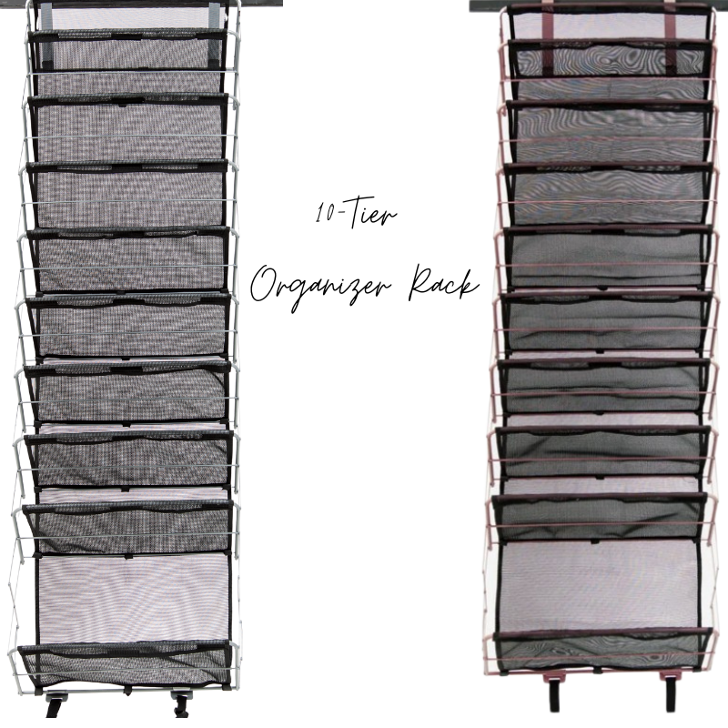 Origami 10-Tier Heavy Duty Over the Door Organizer Rack - Closet Kitchen Pantry, Bathroom, Closet