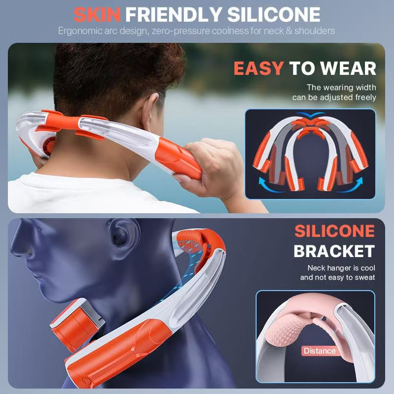 Neck Fan with 6 Speeds, 3W High Speed Brushless Motor, 2 Batteries to support up to 20 Hours of Battery Life