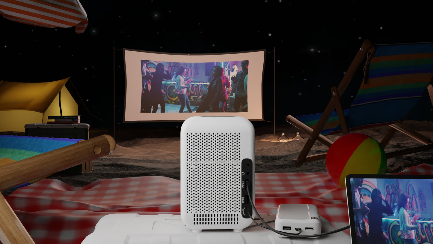 HP Mobile Cinema Projector 3-in-1 Bundle w/84" Screen & Fast Portable Power