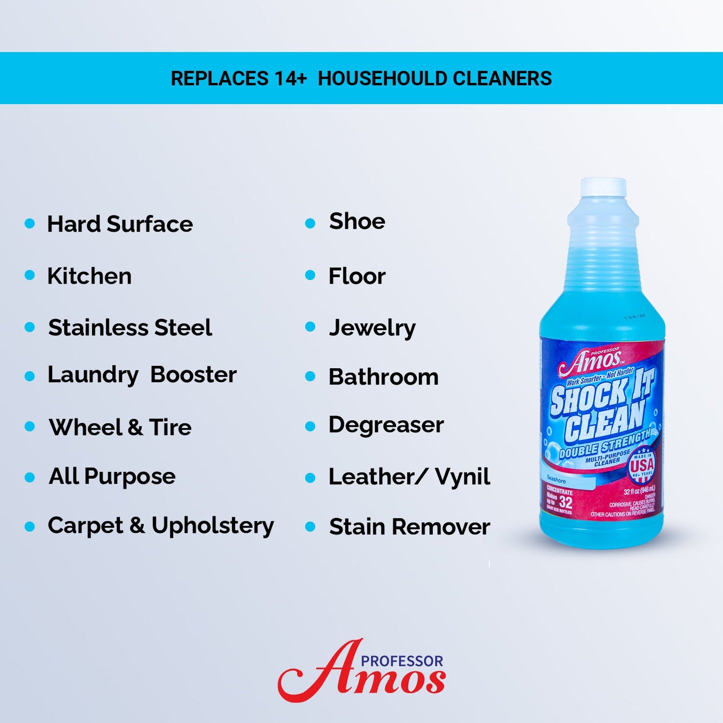 Shock It Clean Concentrate 32oz. All Purpose Cleaner Makes up to 32 Bottles Includes Spray Bottle