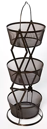 THE HYPE BOUTIQUE Origami 3-Tier Collapsible Baskets - Powder Coated Steel Mesh, 14"x14"x37", 20 lbs Capacity, Kitchen & Office Organizer