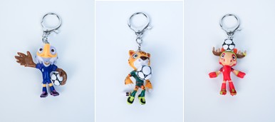 FIFA World Cup USA-CAN-MEX Mascot Keychain Figurines 3Pack, Maple (Canada), Clutch (USA) and Zayu (Mexico), Official Licensed Product