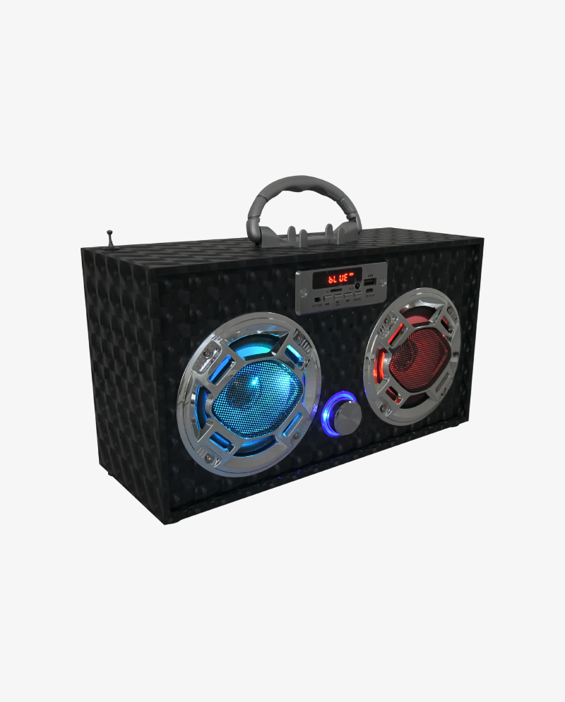 Black 3D Bluetooth Speaker & FM Radio