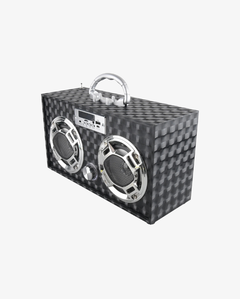 Black 3D Bluetooth Speaker & FM Radio