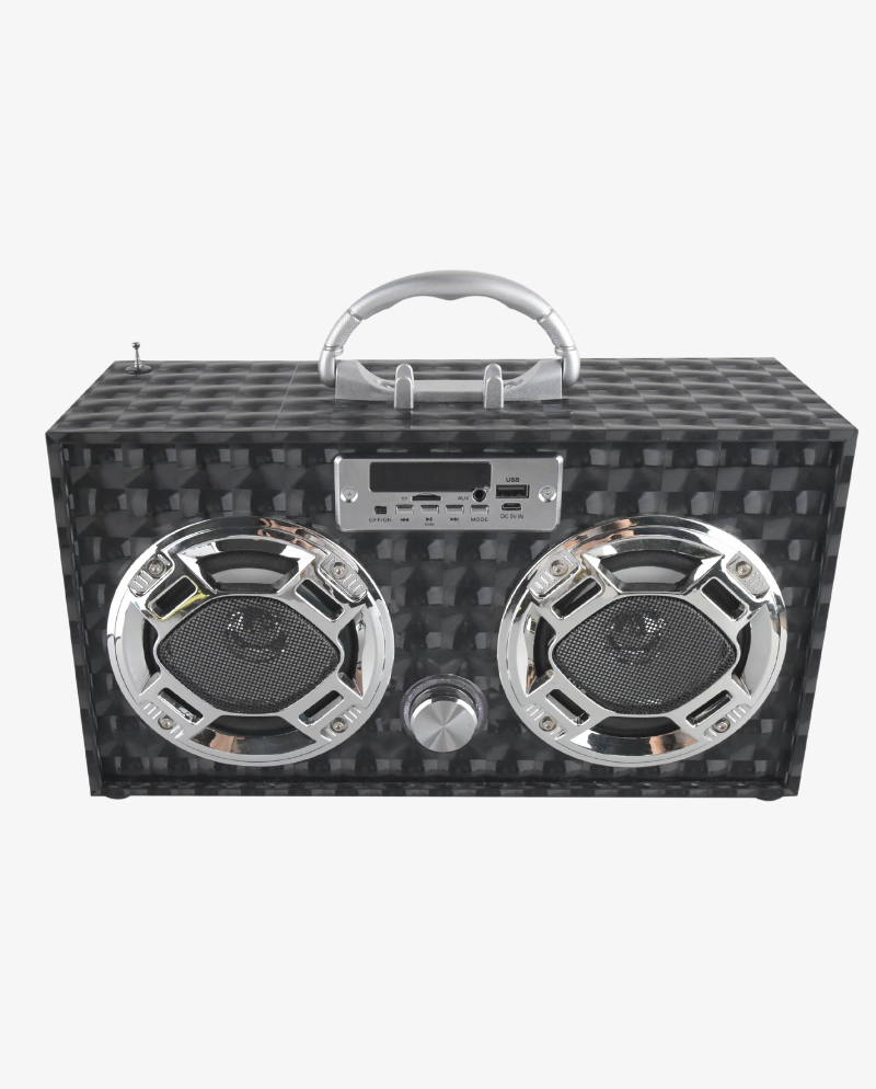 Black 3D Bluetooth Speaker & FM Radio