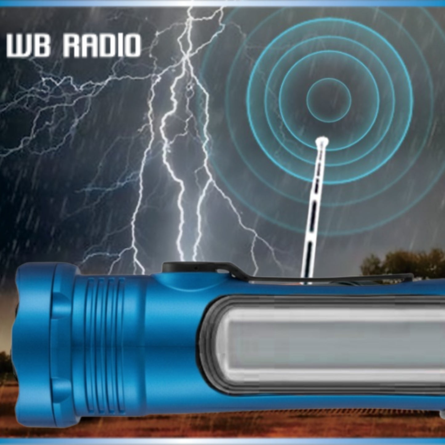 Emergency Flashlight with AM/FM/Weather Radio, Manual Crank, Solar Recharge, Desk Light, SOS, Audio Alarm
