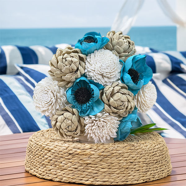 Wood Flower Hand Crafted Dozen Bouquet, Everlasting Arrangement, 100% Organic Wood, Petal Soft Texure, Real Life Look and Feel