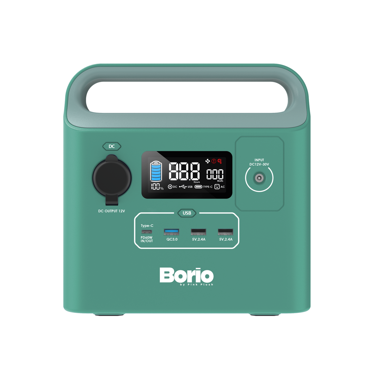Borio 60,000mAh Power Station, 2x200W AC Outlets, 1x60W USBC, 3xUSBA, Bright LED Light with SOS, Color LCD Display