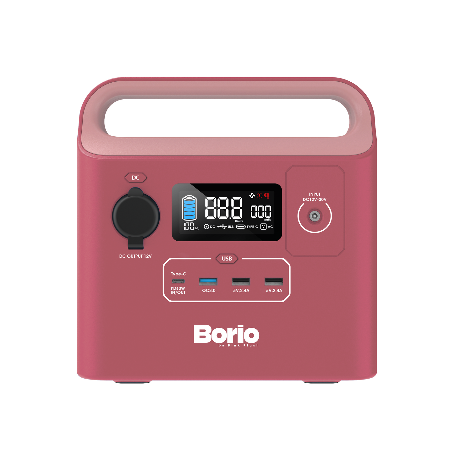 Borio 60,000mAh Power Station, 2x200W AC Outlets, 1x60W USBC, 3xUSBA, Bright LED Light with SOS, Color LCD Display
