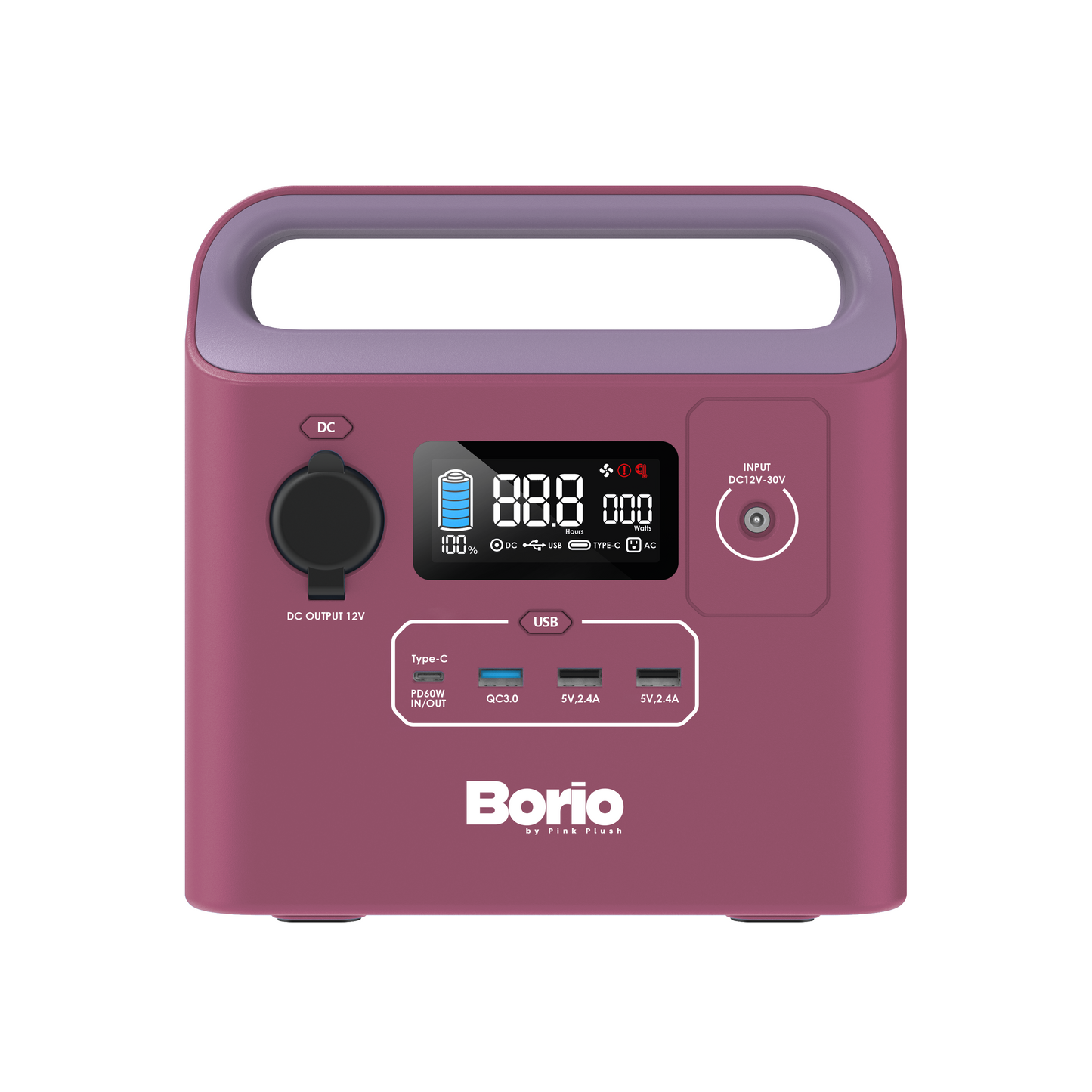 Borio 60,000mAh Power Station, 2x200W AC Outlets, 1x60W USBC, 3xUSBA, Bright LED Light with SOS, Color LCD Display