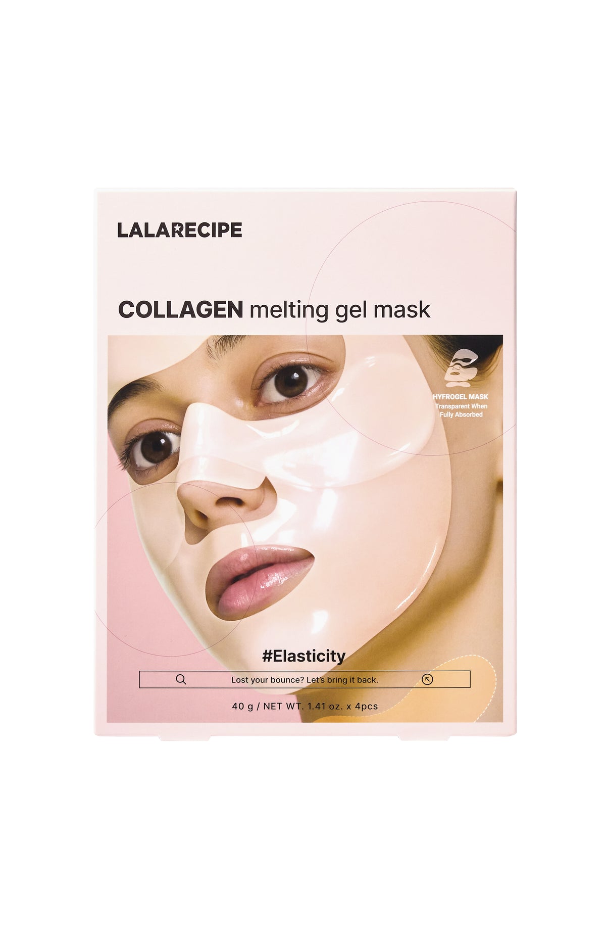 LALARECIPE Collagen Melting Gel Mask, 4D Fit, improves elasticity, smoothness for fine lines and skin texture, boosts firmness. 4 Masks Included.