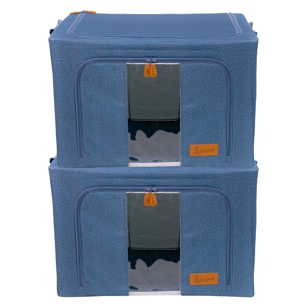 Hoppel Large Collapsible Triple Entry Pop Up Storage Bin (60 liters / 16 gallons)- 2 Pack