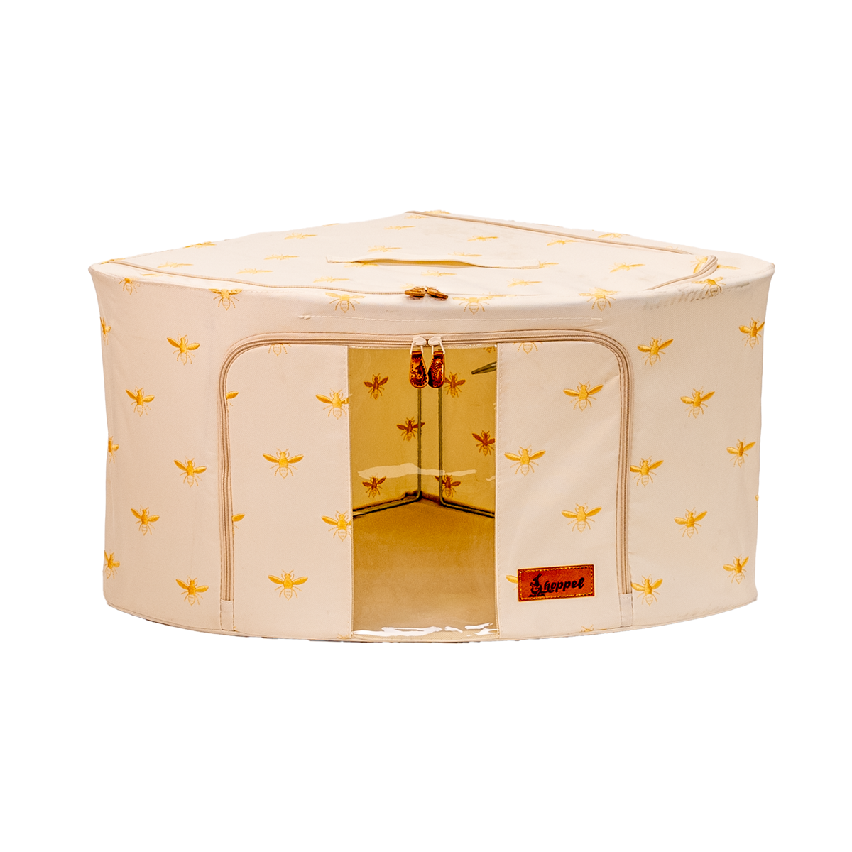 Hoppel Large Corner Collapsible Triple Entry Pop Up Storage Bin (60 liters / 14.4 gallons) - Embroidered Royal  Bee