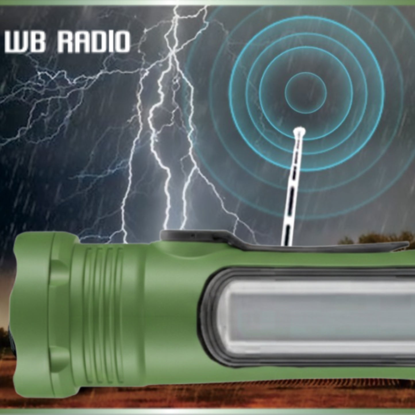 Emergency Flashlight with AM/FM/Weather Radio, Manual Crank, Solar Recharge, Desk Light, SOS, Audio Alarm