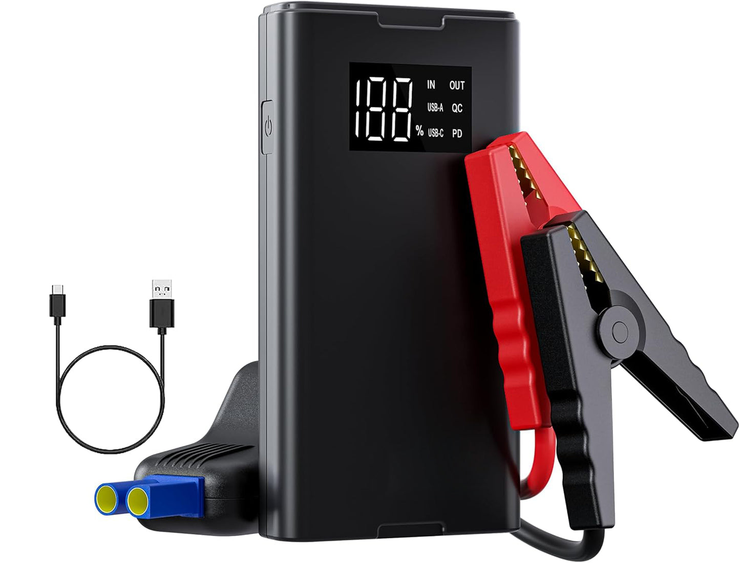 MIRO Jump Starter 12000mAh with Smart Safety Jumper Cables Up to 7.0L Gas and 5.5L Diesel Built-in Flash Light with 3 Modes