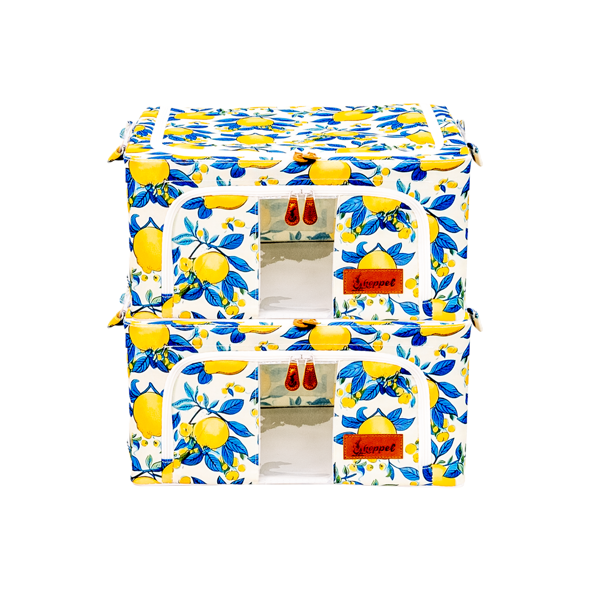 Hoppel Lemon Zest 2-Pack Collapsible Triple Entry Pop Up Storage Bins - Choose From 5  Sizes!