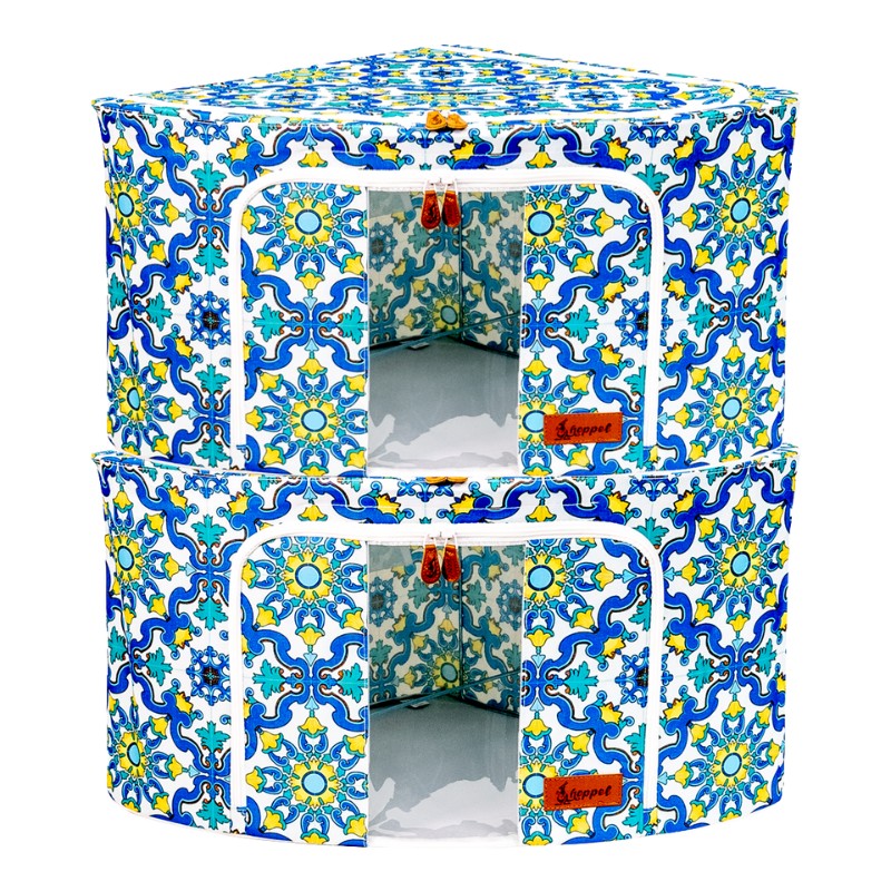 Hoppel Italian Mosaic Tile 2-Pack Collapsible Triple Entry Pop Up Storage Bins - Choose From 5 Sizes!