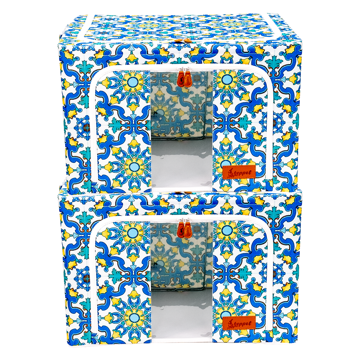 Hoppel Large Collapsible Triple Entry Pop Up Storage Bin (60 liters / 16 gallons)- 2 Pack