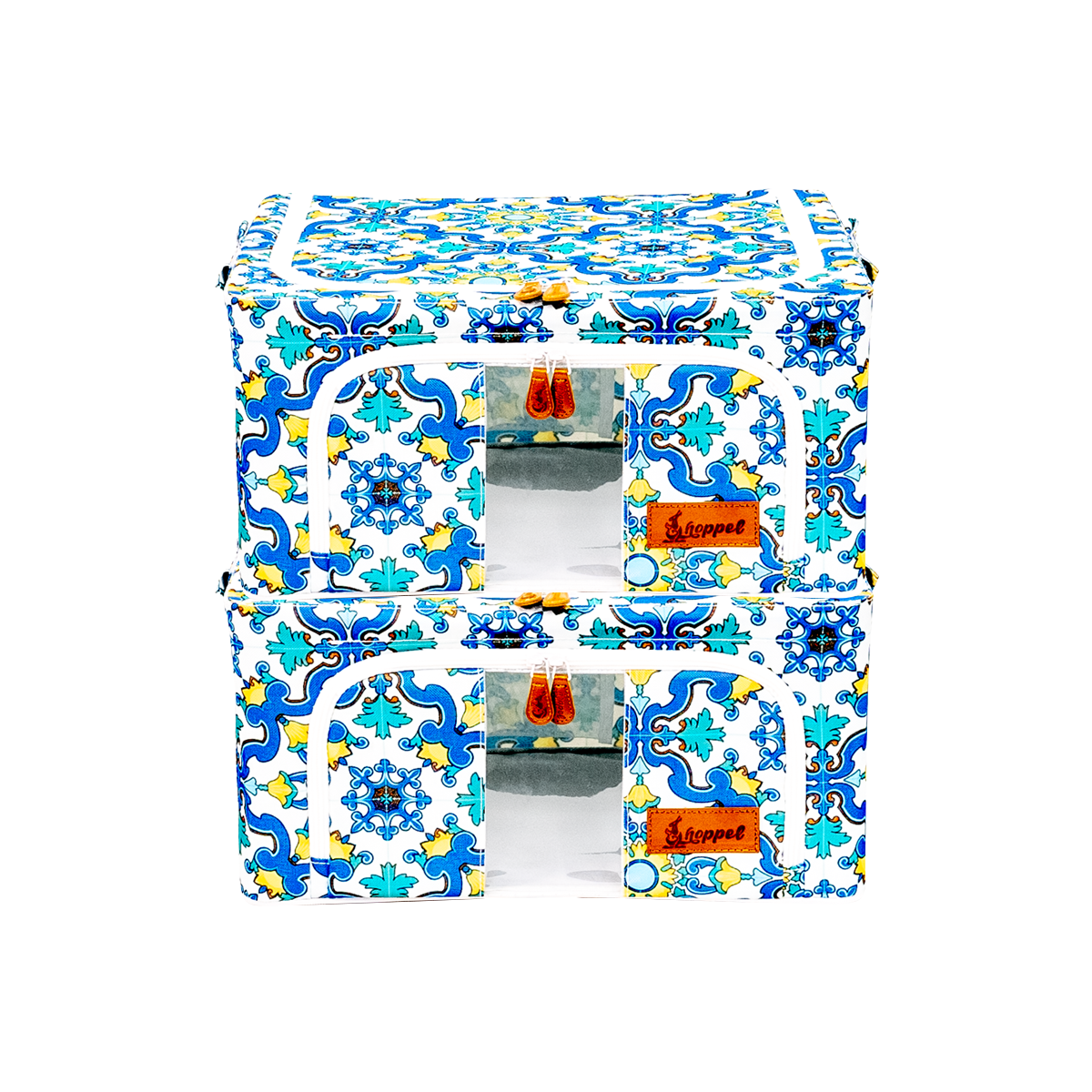 Hoppel Small Collapsible Triple Entry Pop Up Storage Bin (24 liters / 6.5 gallons) - 2 Pack