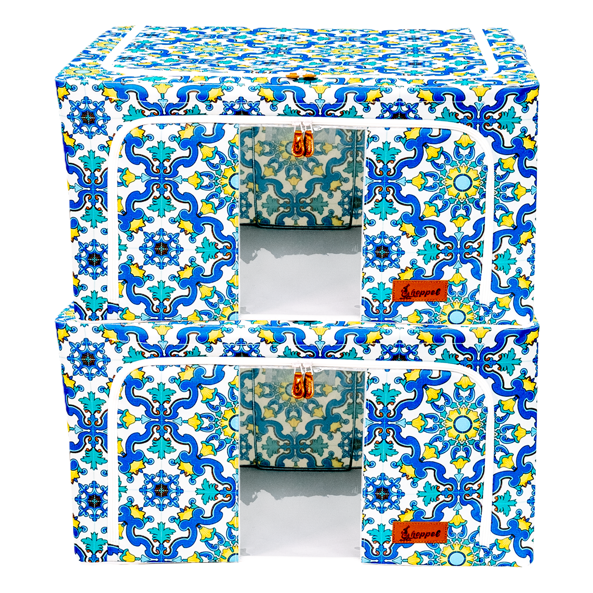 Hoppel Italian Mosaic Tile 2-Pack Collapsible Triple Entry Pop Up Storage Bins - Choose From 5 Sizes!