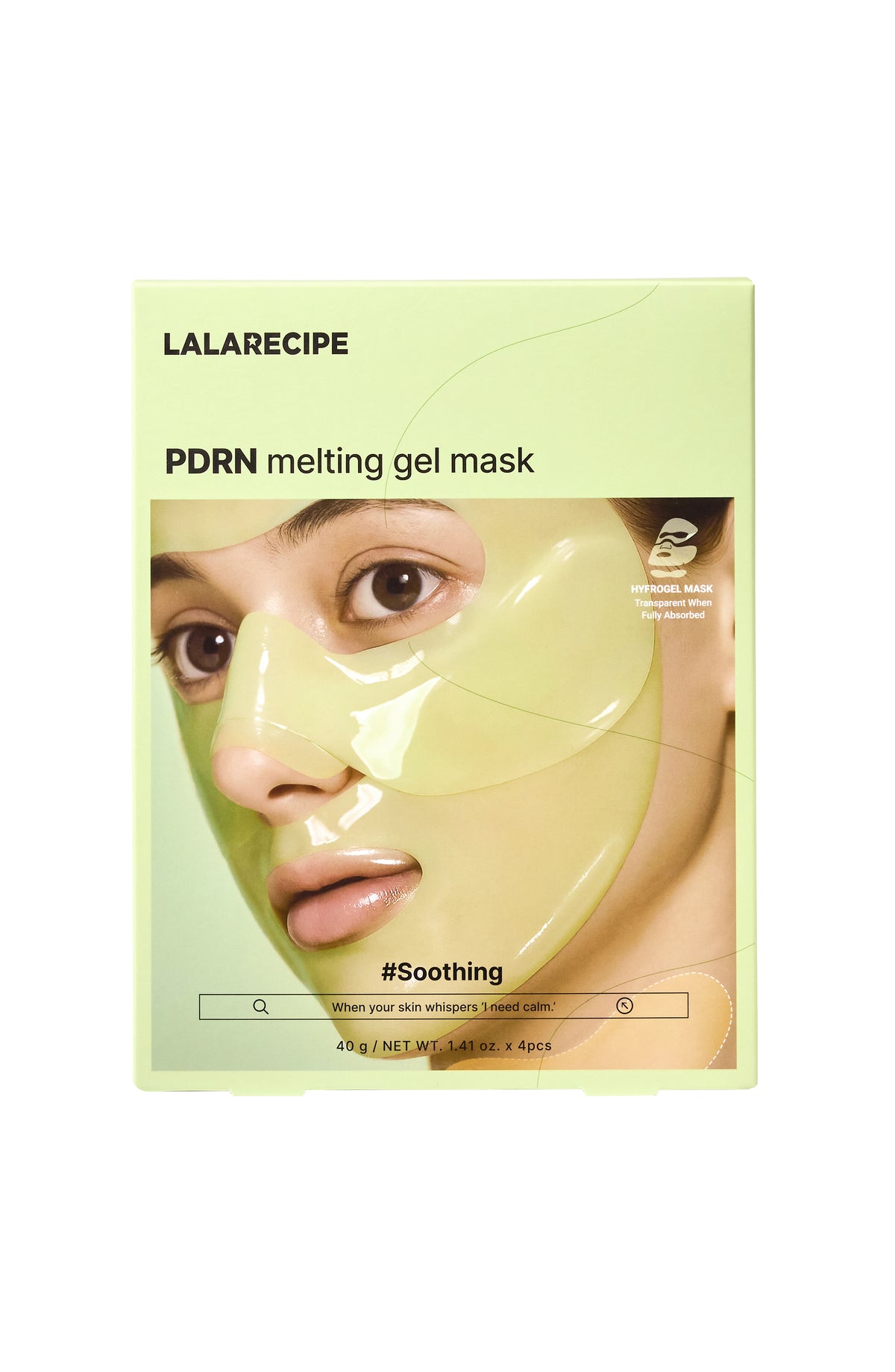 LALARECIPE PDRN Melting Gel Mask, 4D Fit, deep hydration and recovery. Deep soothing and skin regeneration. 4 Masks Included.