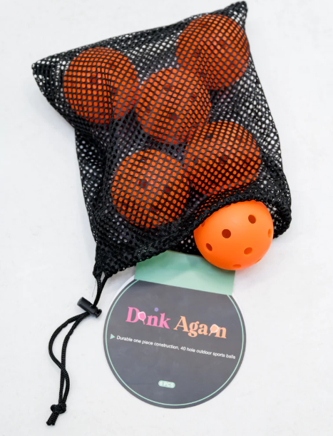 Dink Again Set of 6 2-Pack Premium Pickleball Balls with Bag 26 Holes Outdoor/Indoor - Aerodynamic Precision for Pickleball Tournament Play (Orange & Pink)