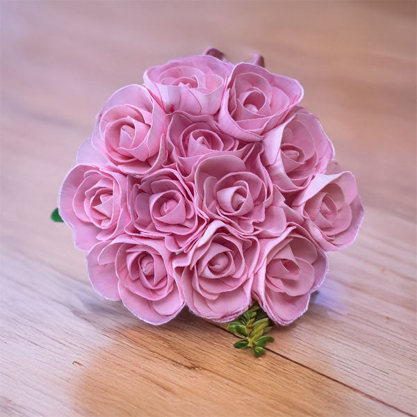 Wood Flower Hand Crafted Dozen Bouquet, Everlasting Arrangement, 100% Organic Wood, Petal Soft Texure, Real Life Look and Feel