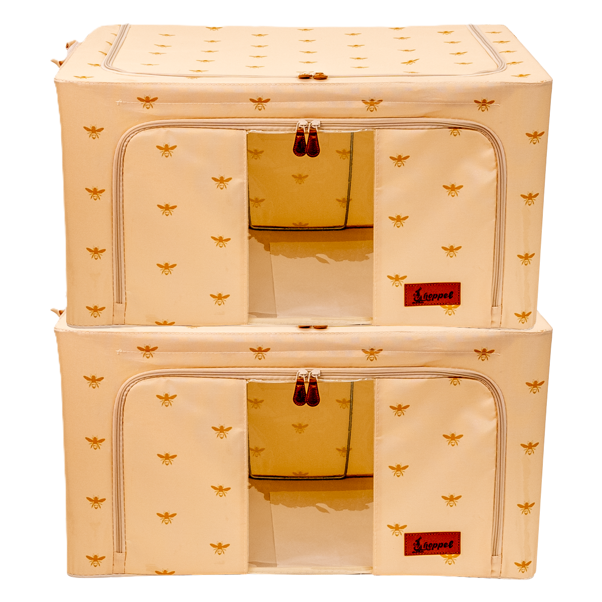 Hoppel Printed Bee 2-Pack Collapsible Triple Entry Pop Up Storage Bins - Choose From 5 Sizes!