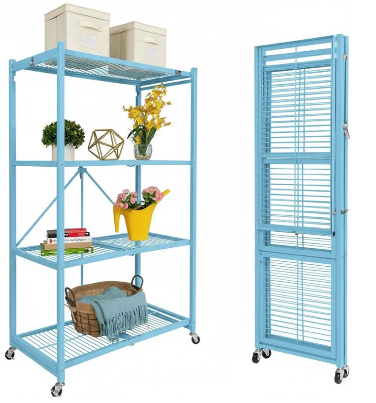 Origami PRO Large Foldable Origami Rack No Assembly Required! Weight Capacity 1200lbs! Powder Coated Steel. 360 Degree Caster Wheels.