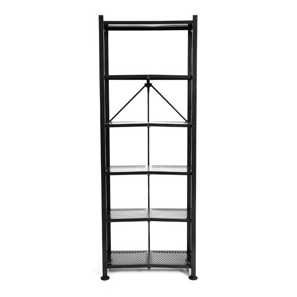 Origami 6Tier Book Shelf, Tall and Slim with Decorative Sides, No Assembly Required