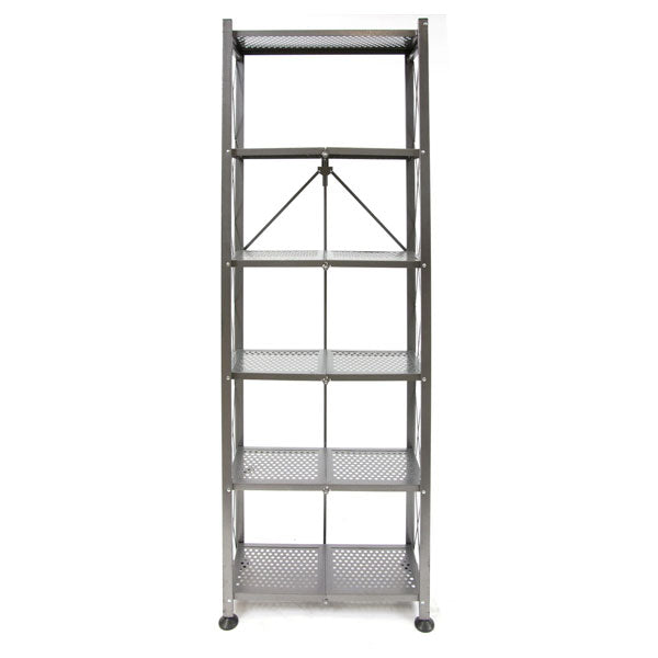 Origami 6Tier Book Shelf, Tall and Slim with Decorative Sides, No Assembly Required