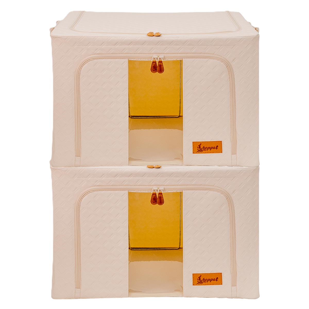 Hoppel Embossed Vegan Leather 2-Pack Collapsible Triple Entry Pop Up Storage Bins - Choose From 5 Sizes!